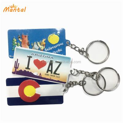 China Souvenir Gifts Metal Car Plate Key Chains Full Color Printing Custom Stamped Stamped Key Chain for sale