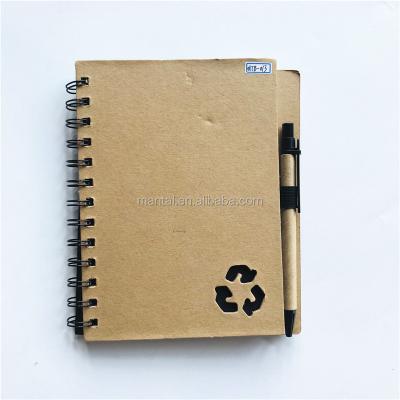 China Custom Black Card A5 Size Notebook Brown Kraft Paper Spiral Sew Binding Notebook for sale