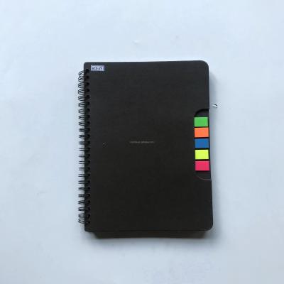 China Classic hardcover spiral bind to reuse diary hardover printing notebook with pen and sticky note for sale