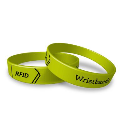 China Sunlanrfd Free Sample RFID Smart NFC Wristband Adjustable Printed Waterproof Passive ABS Silicone Diameter 50mm for sale