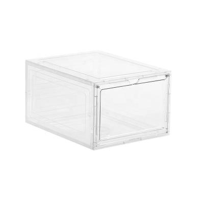 China 2023 Europe hot sale stackable plastic shoe box with clear door, as shoe storage box and clear shoe box for sale