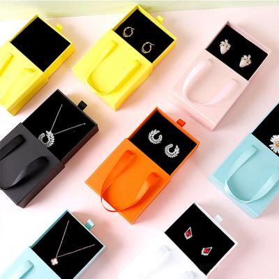 China Newest Cardboard Jewelry Box Ring Earrings Necklace Bracelet Custom Logo Slide Cardboard Paper Jewelry Drawer Jewelry Box for sale