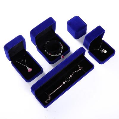 China Jewelry Display Necklace Earring Gift Packaging Box Velvet Ring Necklace Box Luxury Jewelry Packaging Display For Red Purple Blue for sale