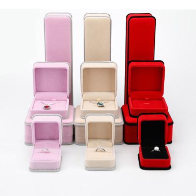 China Wholesale Custom Fsahion Newest Logo Velvet Jewelry Box Necklace Earring Gift Packaging Jewelry Box Luxury Ring Box for sale