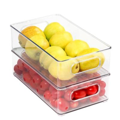 China Clear Freshness Keeping Refrigerator Organizer Plastic Stackable Fridge Storage Box Kitchen Storage Containers for sale