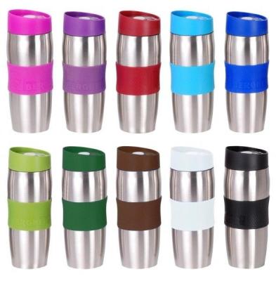 China 380ml Capacity Sustainable Insulated Stainless Steel Water Bottles With Silicone Sleeve for sale