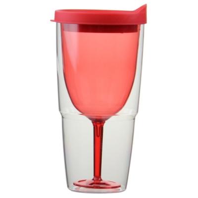 China Sustainable Hot Wall Food Grade 350ml Double Wall Amazon Wine Glass Beer Tumbler Acrylic for sale