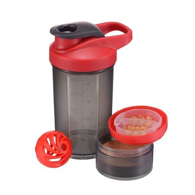 China OEM viable wholesale good quality 500ml free promotional plastic sports 2 in 1 protein shaker bottle for sale