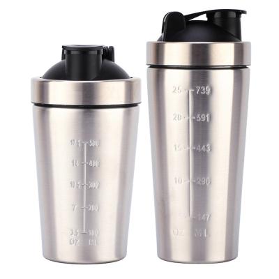 China Custom Logo Design Wholesale Viable 18/8 Stainless Steel Gym Shaker Bottle For Protein Shakes for sale