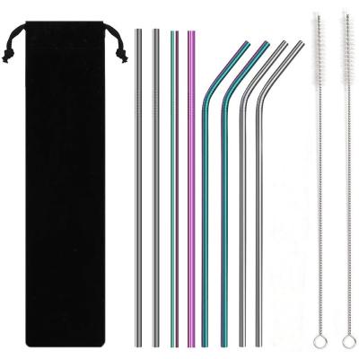 China 2022 Sustainable Eco Friendly Reusable Colorful Portable Cleaning Brush Stainless Steel Metal Portable Drinking Straws for sale