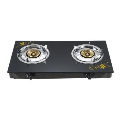 China New hotel cooking appliances flame cooktops 2 burner honeycomb tempered glass orange gas stove for sale