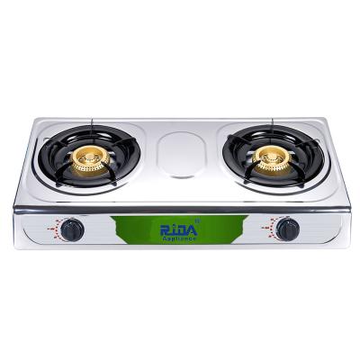 China New best eco price home kitchen 2 burner portable commercial cheap tabletop gas cooker household stainless steel for sale