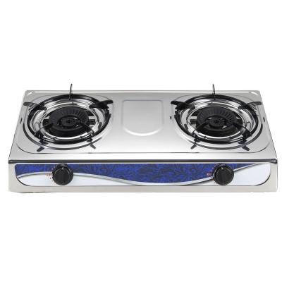 China Commercial lpg burner gas stove guang Zhou stainless steel gas stove drinking 2 hobs wholesale for sale