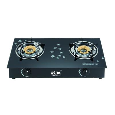 China RIDA GD303 Commercial Automatic Gas Stove 20HQ SQUARE Glass Auto Gas Stove 2 Burners for sale