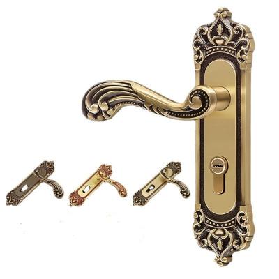 China European style door lock European style interior pure copper anti-theft door lock with handle for bedroom for sale