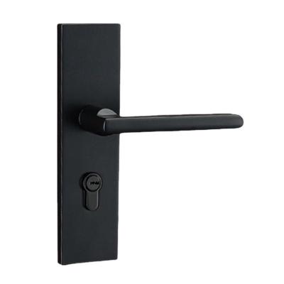 China Modern Simplicity Black Heavy Duty Bathroom Handle Door Lock Lever Door Lock Panel For Home Door Handle for sale