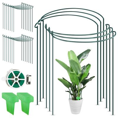 China Support plants to grow upright and to prevent vines from spreading Green Plastic Coated Ring Plant Support Ring Plant Supports Metal Plant Half Support for sale