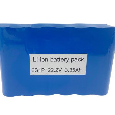 China Hot Sale UN38.3 22.2V 6S1A Li-ion 18650 Lithium Battery Pack Consumer Electronics Electric Bicycle Battery for sale