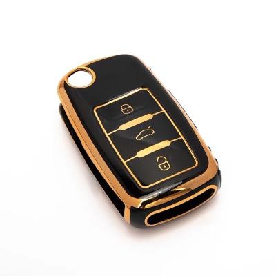 China Protect Key VW Volkswagen Skoda Polo Golf Car Key Case Flip Key Cover Case TPU Shell Cover Fob For for sale