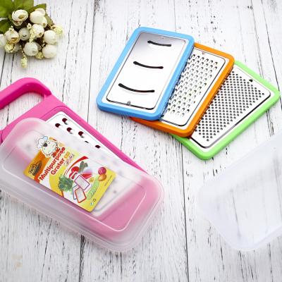 China Sustainable Multifunctional Cheese Grater With Storage Container 4 Pcs Cheese Grater / Vegetable Cleaver Kitchen Tool for sale