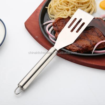 China Sustainable Wholesale Kitchen Tools Accessories Stainless Steel Spatula Frying Steak Slotted Turner for sale