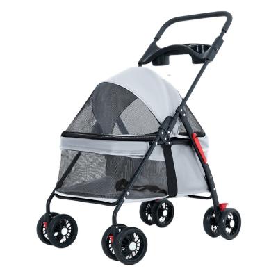 China W02-C Small Animal Makers Sell EVA Four Wheel Big Vision Portable Folding Pet Cart for sale