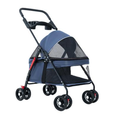 China Four color small animal W02-C manufacturers direct sales to choose any easy folding portable trolley travel play pet strollers for sale