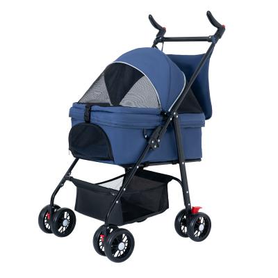 China W01N Breathable Lightweight Folding Dog Pet Trolley Luxury Four Wheel Small To Medium Strollers For Outdoor for sale