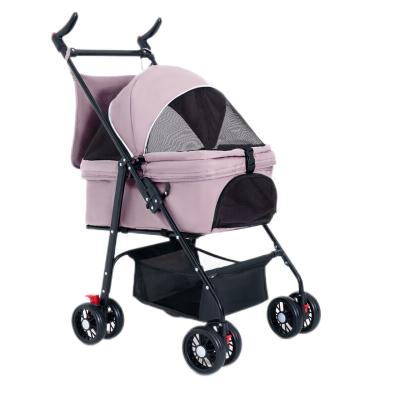 China Breathable Warm Round Folding Detachable 4 Pet Stroller W01N Travel Puppy Stroller Dog Cat Pet Walkers for sale