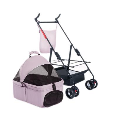 China W01S Hot Selling Breathable Dog Cart 4 Wheels Pet Cart Easy To Fold Lightweight Breathable Pet Cart And Strollers for sale