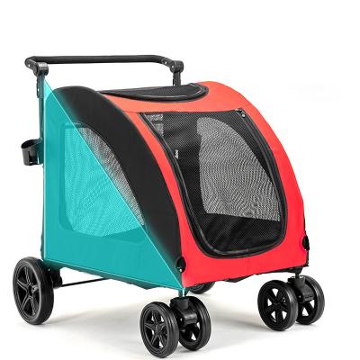 China Outdoor Pet Supplies SP100 Wholesale 4 Wheels Double Wheels Jogger Detachable Oxford Cloth Pet Strollers For Large Dog for sale