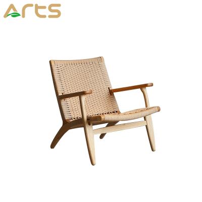 China Hot Sale Eco-friendly Modern Outdoor Hemp Leisure Furniture Garden Rope Chair Wooden Chair Dining Chair for sale