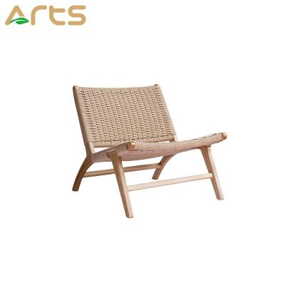 China (Size) Nordic Creative Adjustable Outdoor Garden Lounge Chair Hemp Rope Chair With Solid Wood Frame for sale