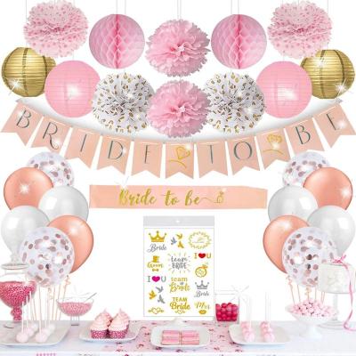 China 2020 Bachelor Party Paper Decorations With Bride To Be Banner Sash Tattoos Balloons Tissue Pom Poms For Bridal Shower Set for sale