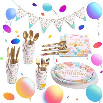 China 2021 Amazon Hot Sale Hawaii Theme Dish Set Summer Party Tableware Paper Set for sale