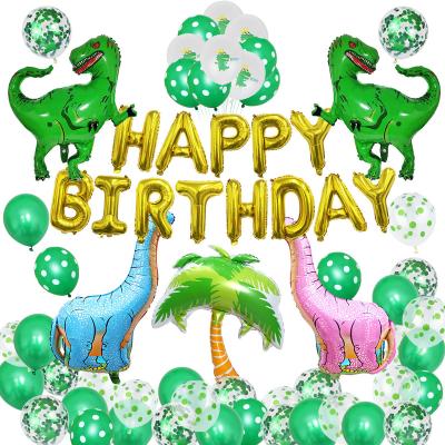 China For Kid Dinosaur Happy Birthday Party Decorations Garland Latex Balloons Felt Colorful with Pump Tattoo Dino Jungle Theme for sale