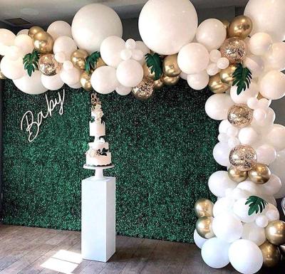 China Printed Woodless Balloon Garland Arch Kit 120g or 210g Foil 16ft - 168 White, Gold & Confetti Pieces - Tropical Greenery Long Palm Leaves for Baby Shower for sale