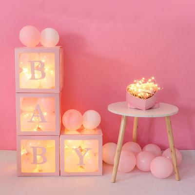 China 4Pcs Paper / Set Baby Shower Supplies Set Balloon Transparent Boxes Box Birthday Party Decor for sale