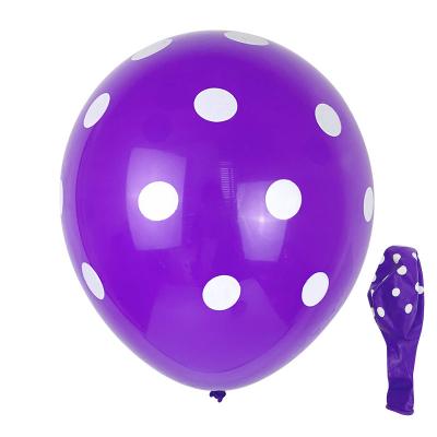 China Advertising Toy White Polka Dots Printed 12inches Carnival Latex Balloon for sale