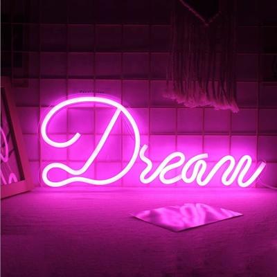 China Acrylic Panel Pink LED Neon Light USB Powered Dream Neon Sign for Bedroom or Wedding for sale