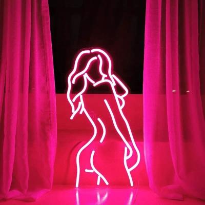 China Wall Decor Pink Lady Neon Sign with Acrylic Backing Customized 50000 Hours Life Span for sale