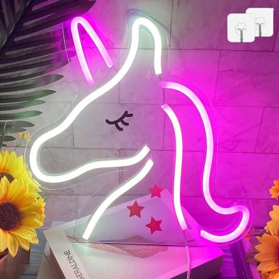 China Customized Einhorn Neon Licht Helles LED rosa und weiß Neon Schild für Schlafzimmer perfekt zu verkaufen