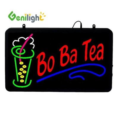 China Indoor RGB Custom Super Light LED Letter Ba Ba Tea Open Neon Sign for Juice Shop Energy for sale