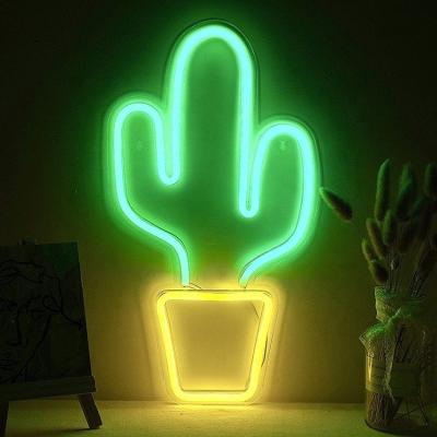 China USB Powered LED Neon Sign for Bedroom Decor Big Cactus Shape for Kids Teen Boys Girls Dorm for sale