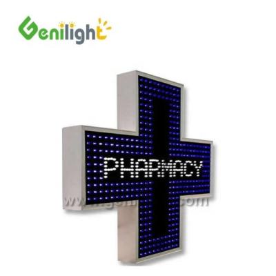 China Outdoor Double Sided Display Green Color LED Cross Pharmacy Sign with Wide View Angle for sale