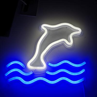 Cina 5V Large Dolphin Neon Light Sign Marquee Battery USB Operated Table Led Light Decorazione murale in vendita