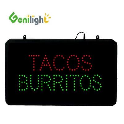 China CE RoHS LVD Certified Indoor LED Open Sign for Tacos and Burritos Hotcake 22*13inch for sale