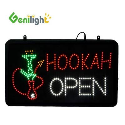 China Brightness Genilight Indoor 22*13inch CE and RoHS DC12V Acrylic LED Hookah Open Sign for sale