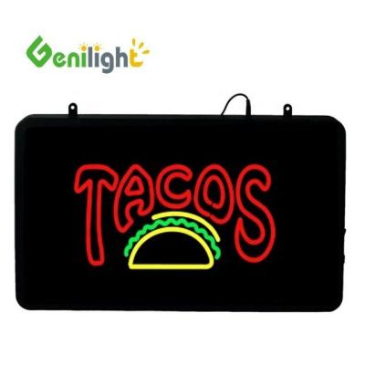 Chine Signe au néon LED de 22*13 pouces pour TACOS Magasin luminosité pleine couleur Fonction 2 modes de changement à vendre