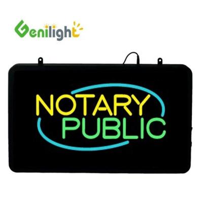 China Genilight NOTARY PUBLIC LED-Neon-Schild mit ABS-Open-Mold-Rahmen und blinkender Animation zu verkaufen